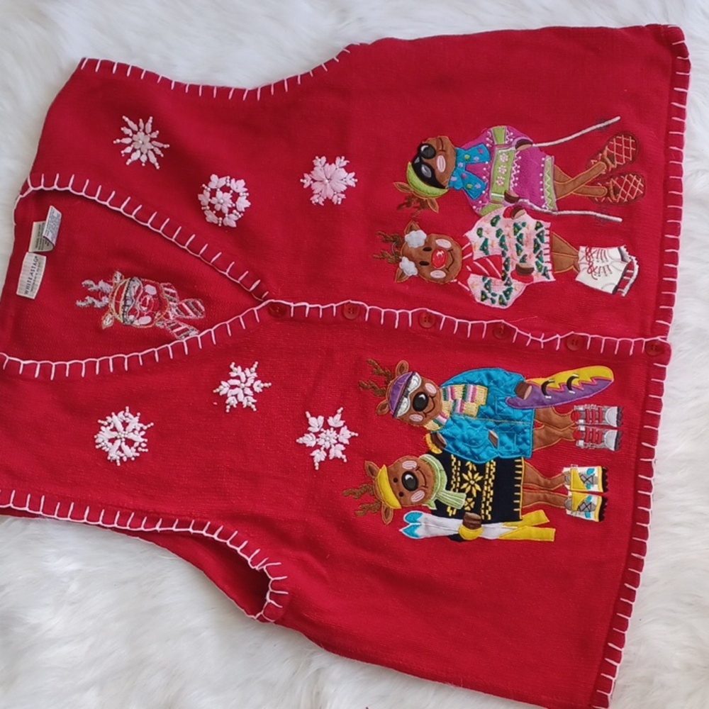 Vtg Christmas Sweater Vest. Winter Deer. Womans 24w/24w.